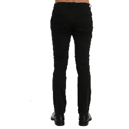 Black Slim Fit Cotton Stretch Pants