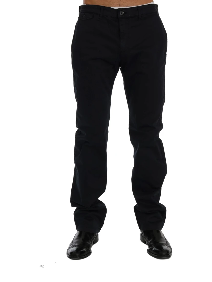 Blue Cotton Stretch Chinos Pants