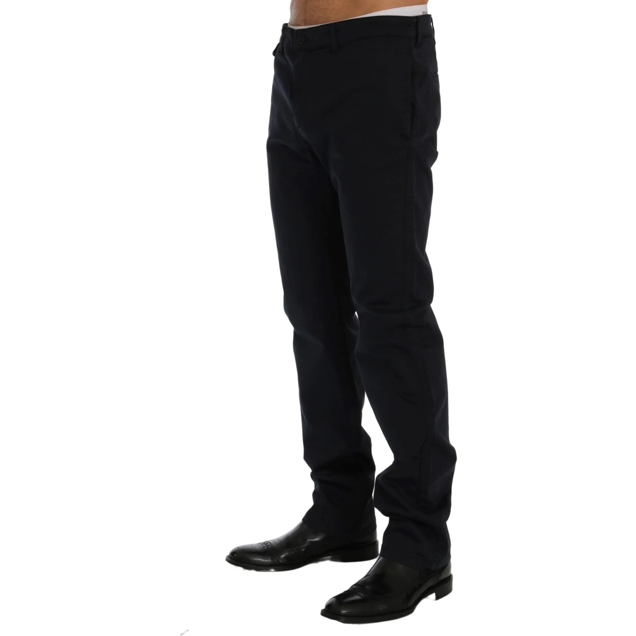 Blue Cotton Stretch Chinos Pants