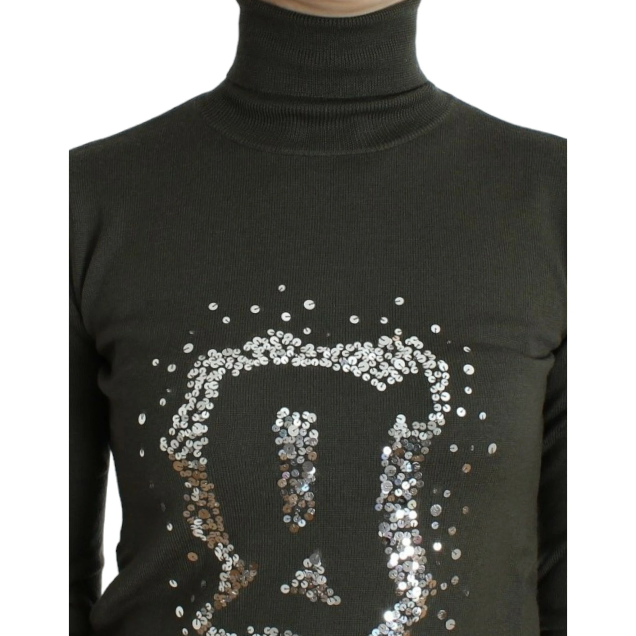 Green wool turtleneck sweater