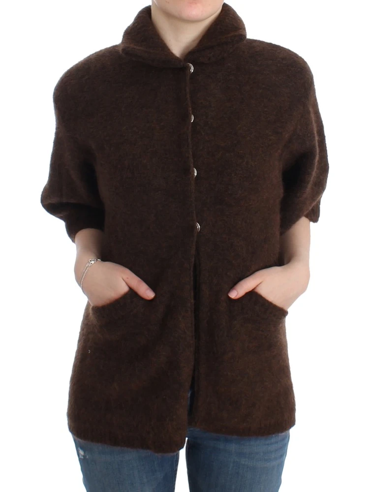 Brown mohair knitted cardigan alternative
