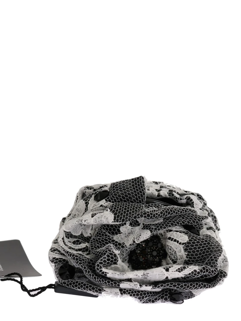 Black White Floral Lace Crystal Hair Claw