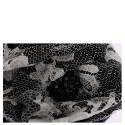 Black White Floral Lace Crystal Hair Claw