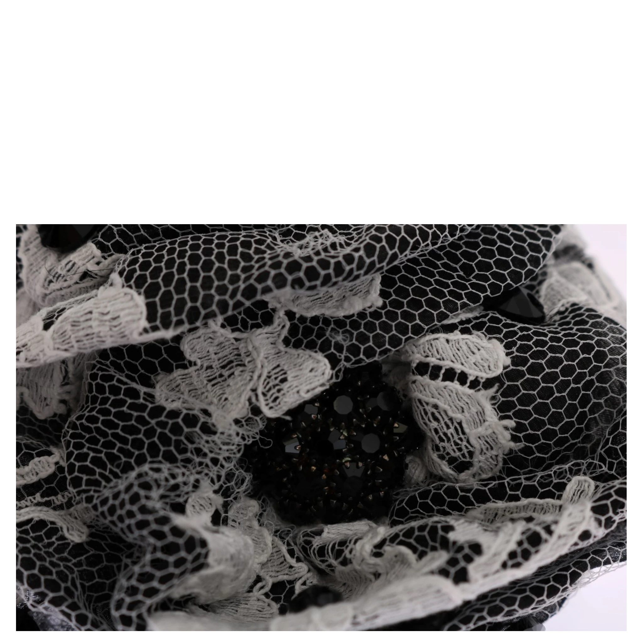 Black White Floral Lace Crystal Hair Claw