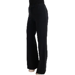 Black Viscose Flare Bootcut Pants