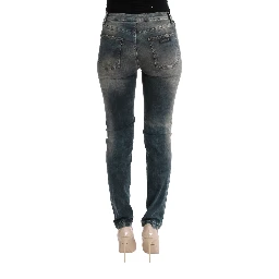 Blue Wash Cotton Blend Slim Fit Jeans