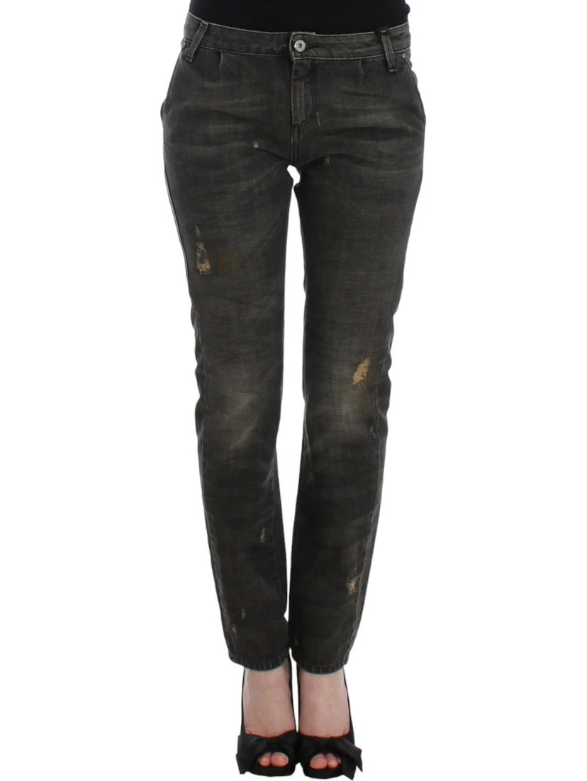 Gray distressed jeans