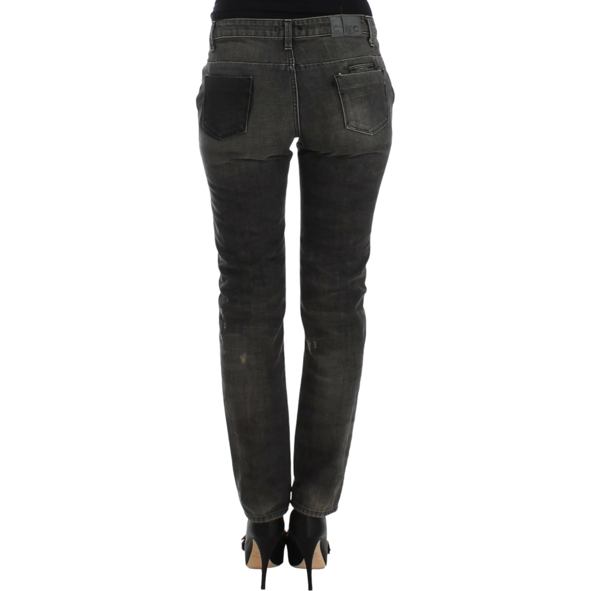 Gray distressed jeans