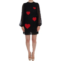 Black Lace Red Heart Shift Dress
