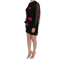 Black Lace Red Heart Shift Dress