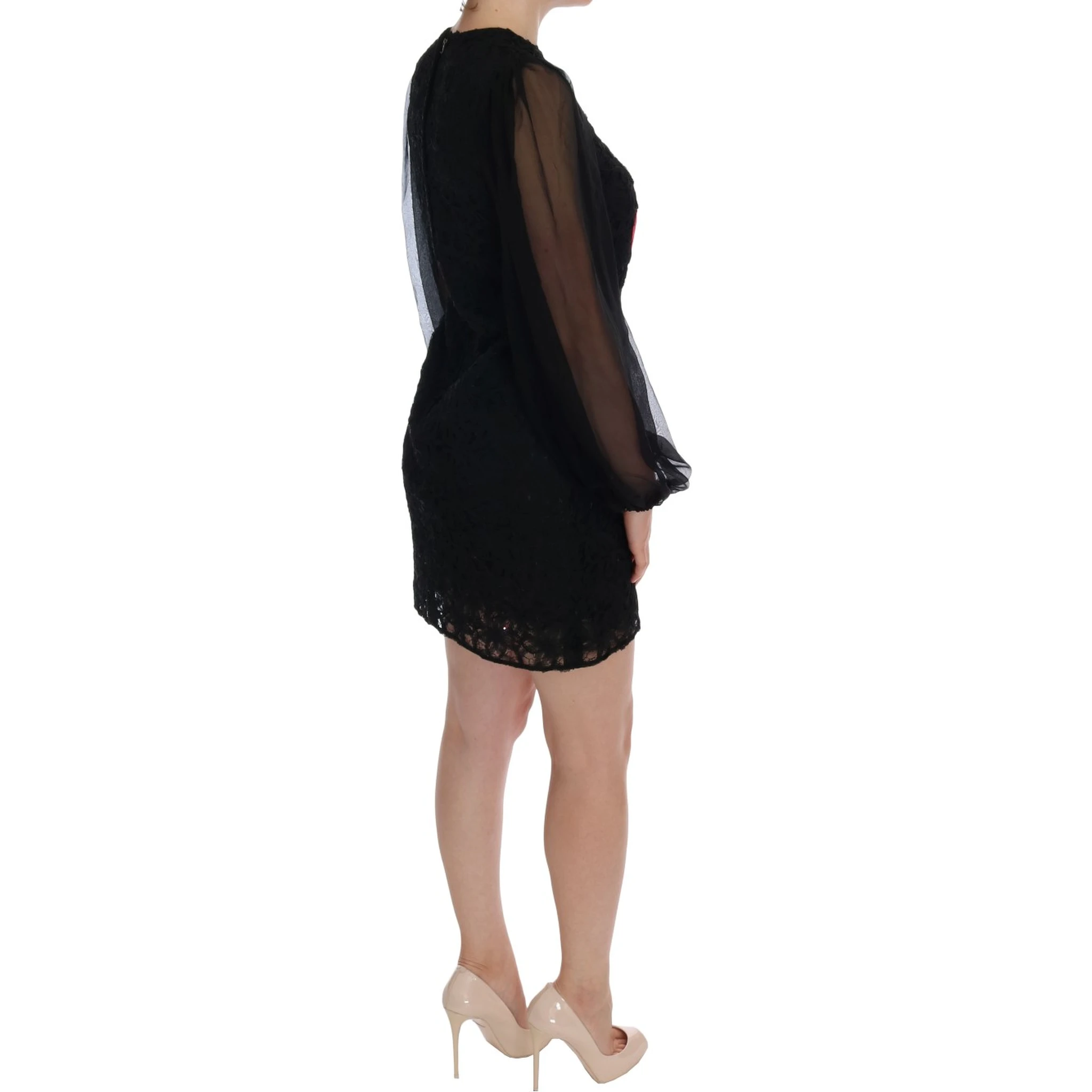 Black Lace Red Heart Shift Dress