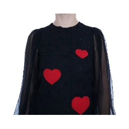 Black Lace Red Heart Shift Dress