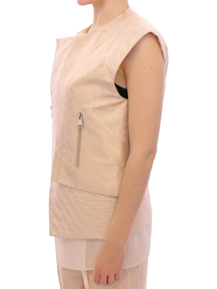 Beige brocade sleeveless jacket alternative