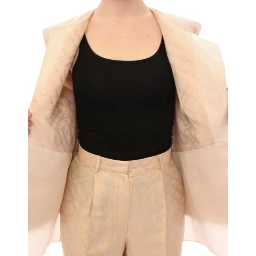 Beige brocade sleeveless jacket