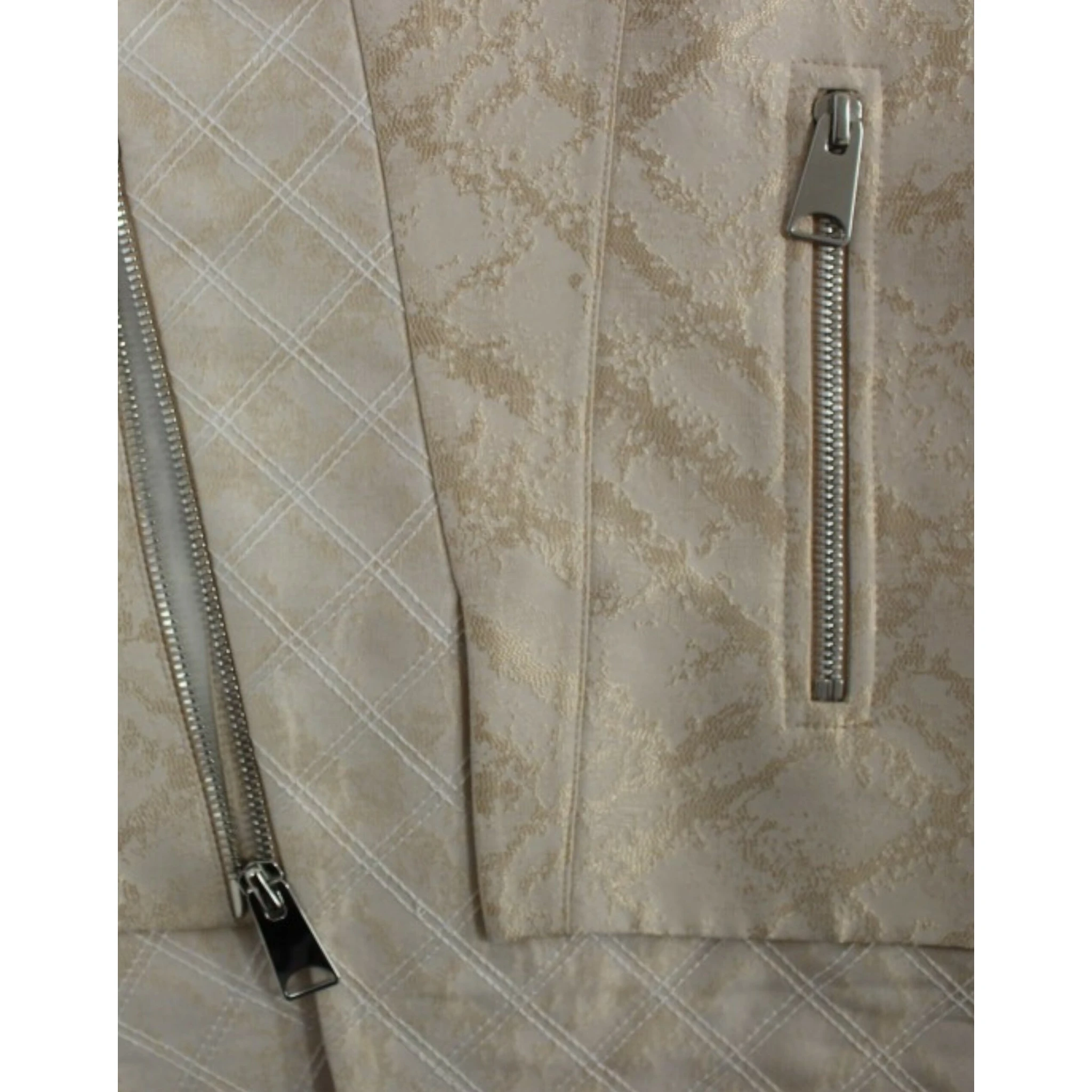 Beige brocade sleeveless jacket