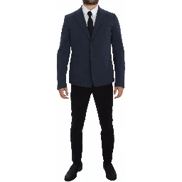 Blue Cotton Stretch Casual Blazer