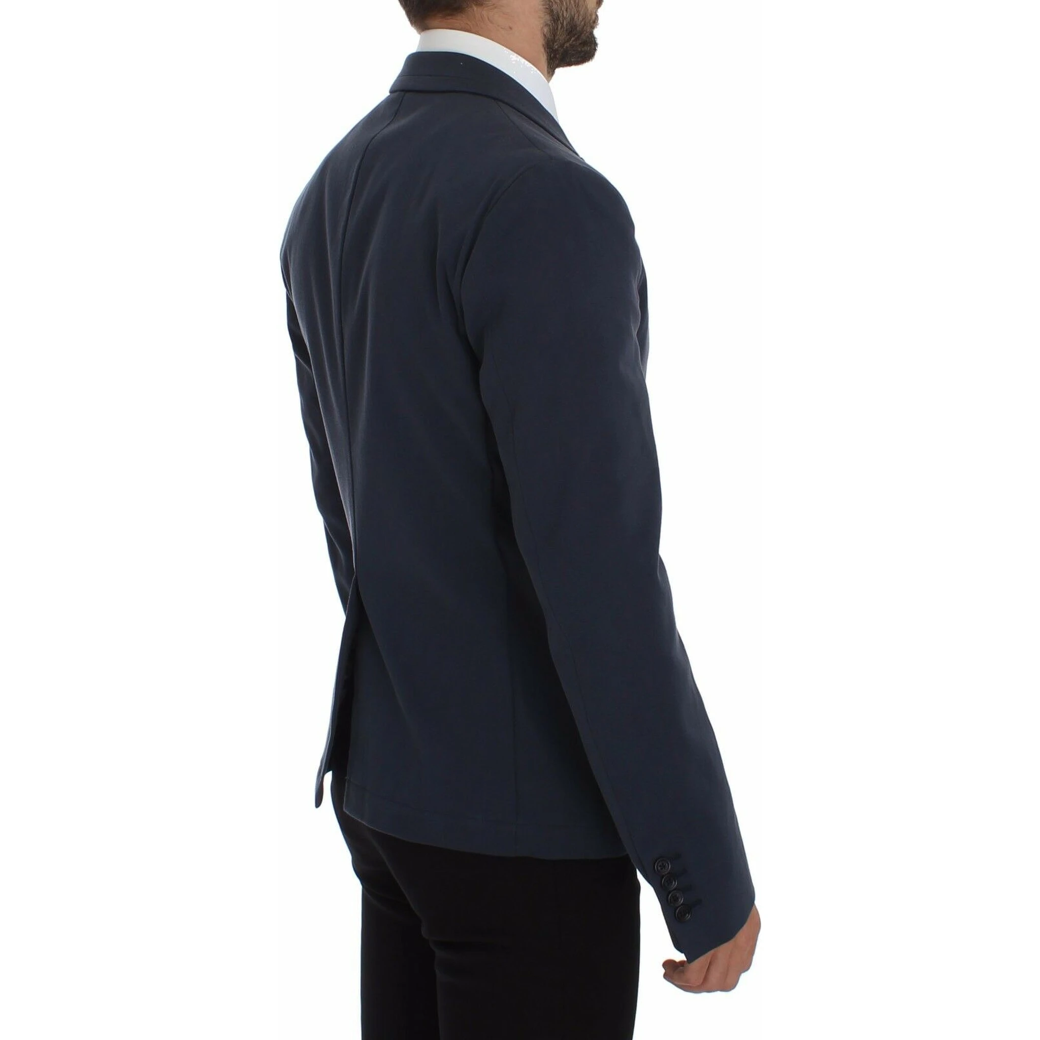 Blue Cotton Stretch Casual Blazer