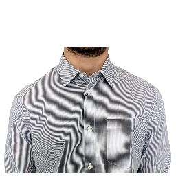 Gray Striped Cotton Casual Shirt