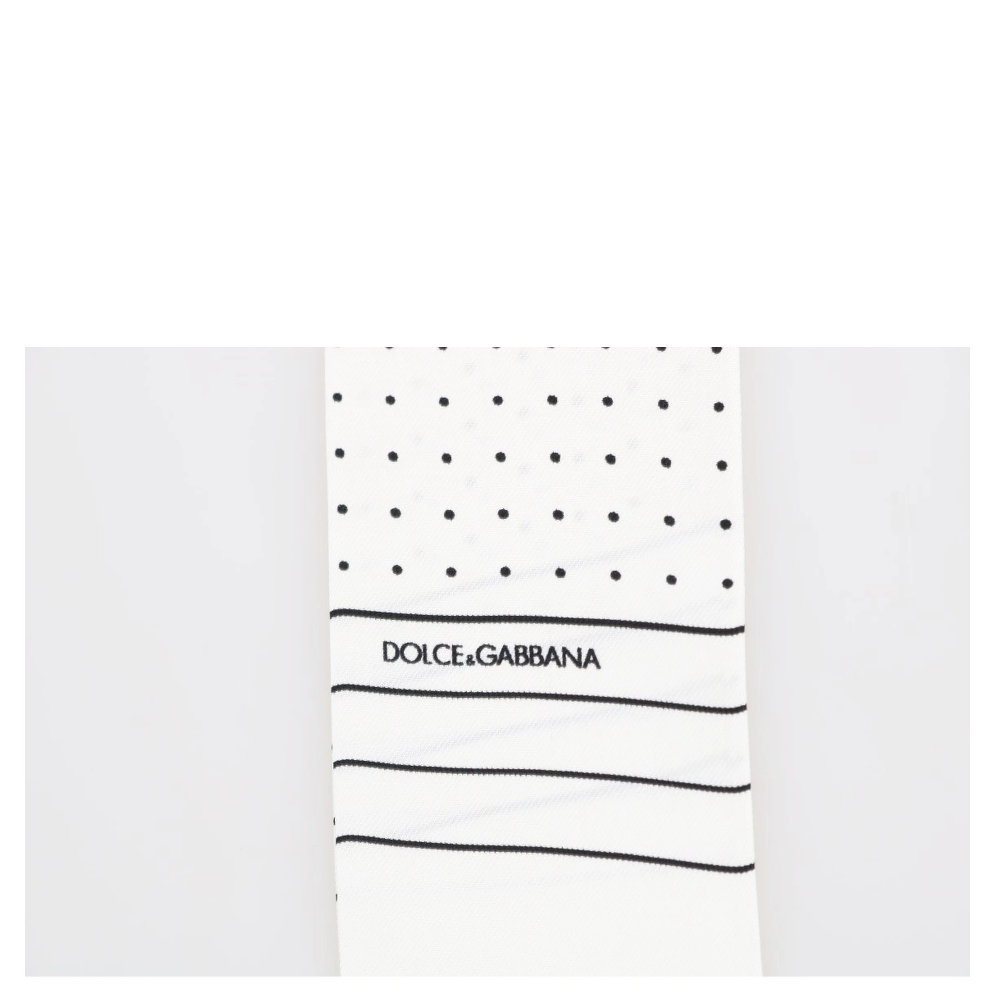White Polka Dotted Silk Skinny Scarf
