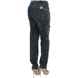 Crystal Roses Heart Embellished Jeans