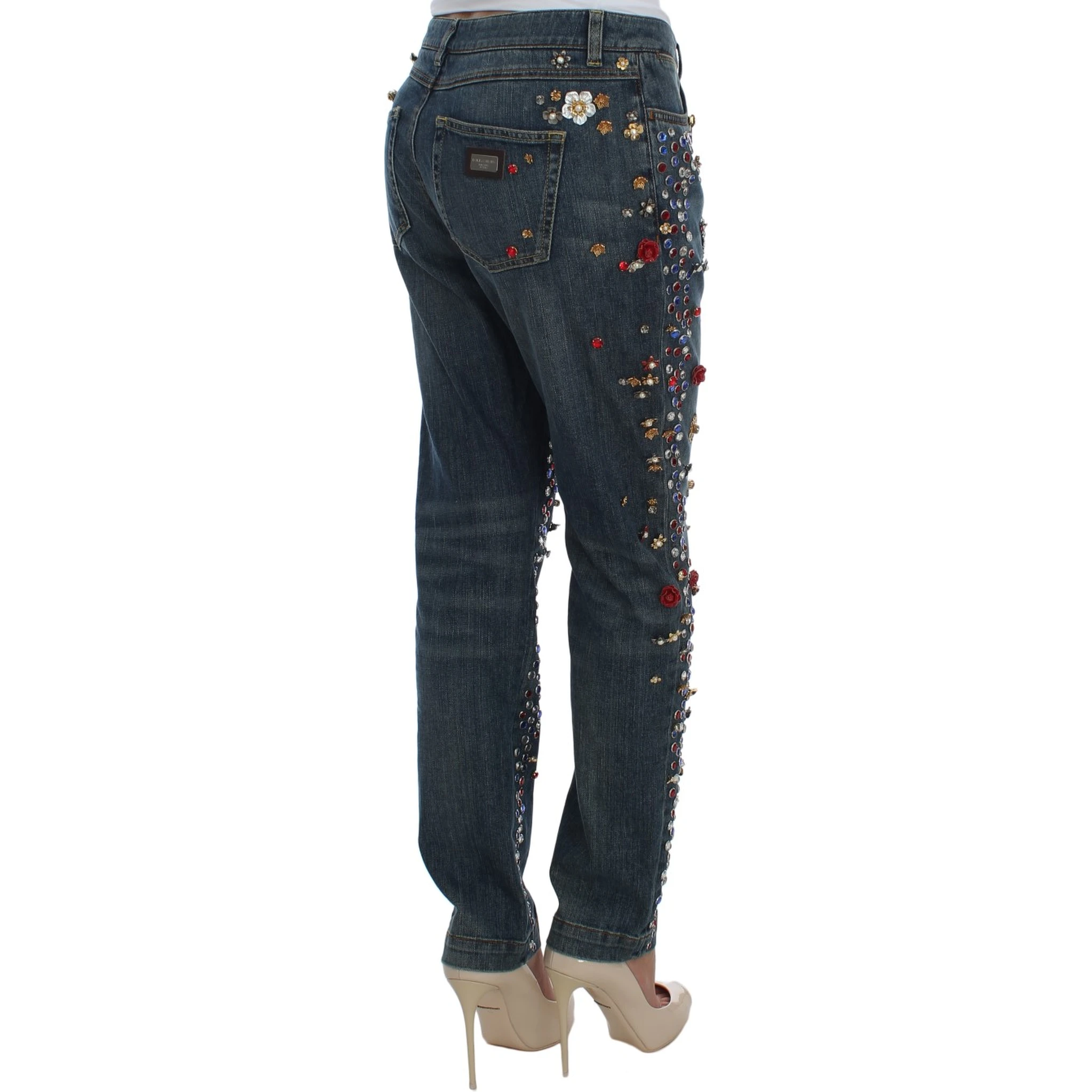 Crystal Roses Heart Embellished Jeans