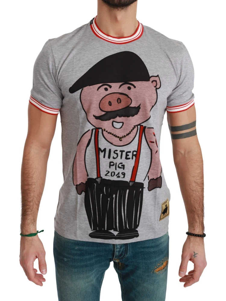 Gray Cotton Top 2019 Year of the Pig T-shirt