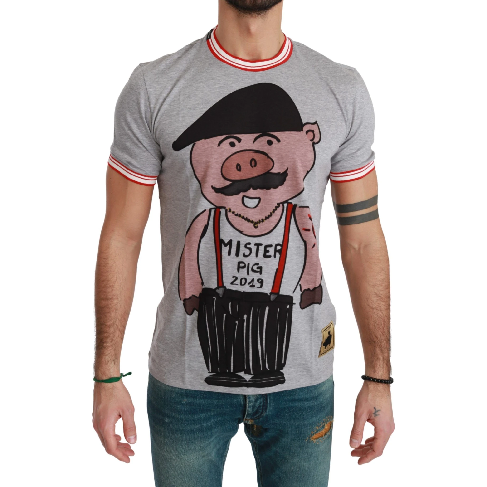 Gray Cotton Top 2019 Year of the Pig T-shirt
