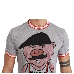 Gray Cotton Top 2019 Year of the Pig T-shirt