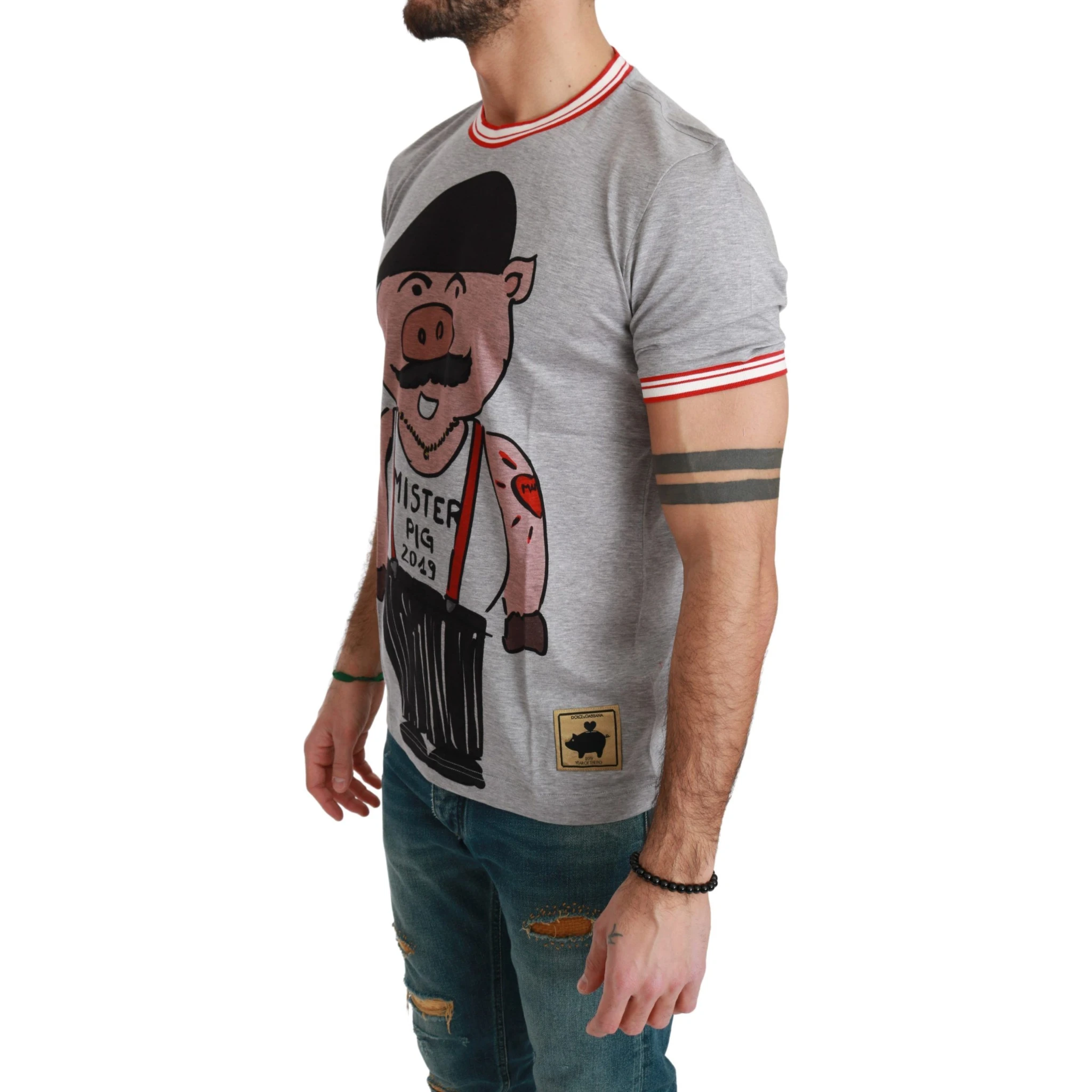 Gray Cotton Top 2019 Year of the Pig T-shirt