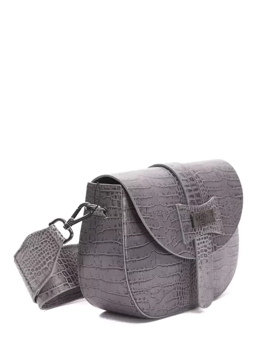 Gray Leather Crossbody Bag