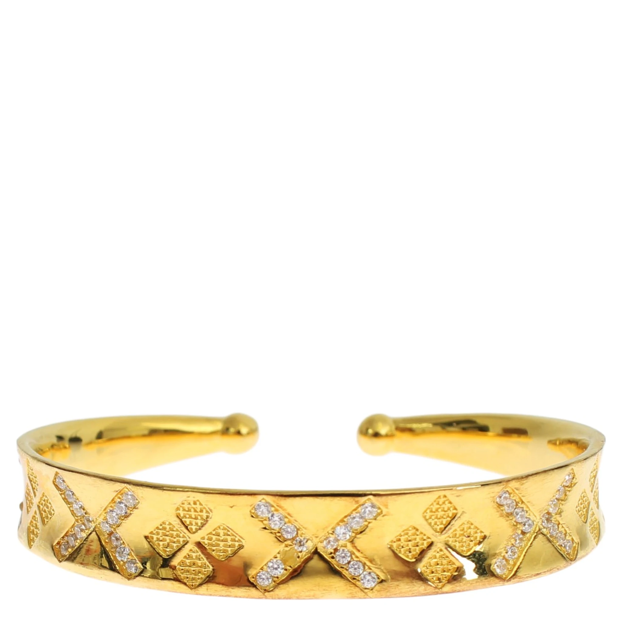 CZ Gold Sterling 925 Silver Bangle Bracelet
