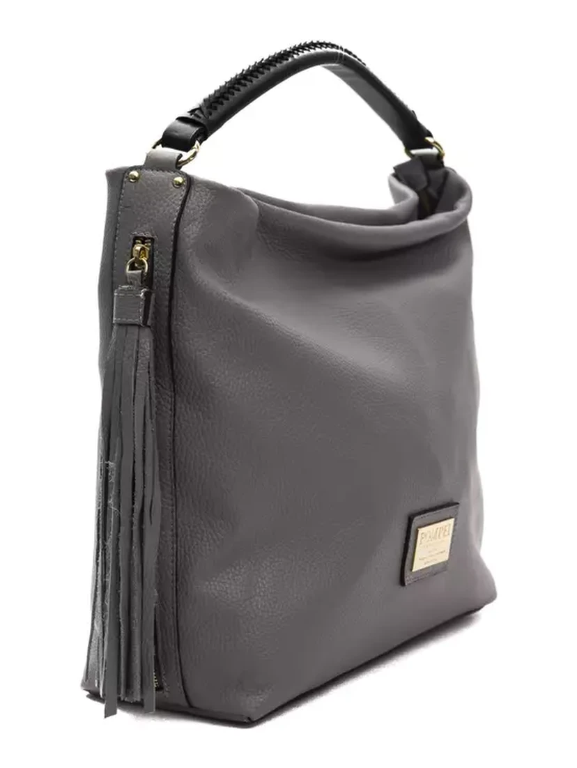 Gray Leather Shoulder Bag