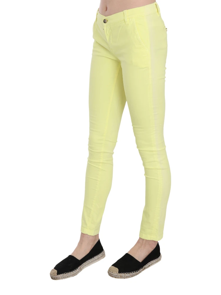 Yellow Cotton Stretch Low Waist Skinny Casual Trouser Pants alternative
