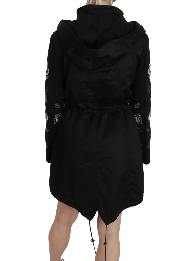 Floral Sequined Beaded Hooded Jacket Coat