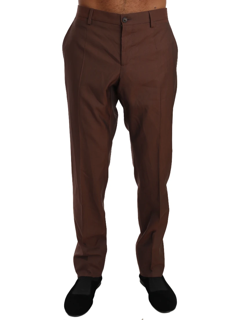 Brown Wool Silk Formal Trousers Pants