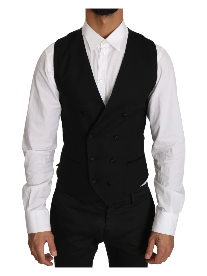 Gray Wool Double Breasted Waistcoat Vest