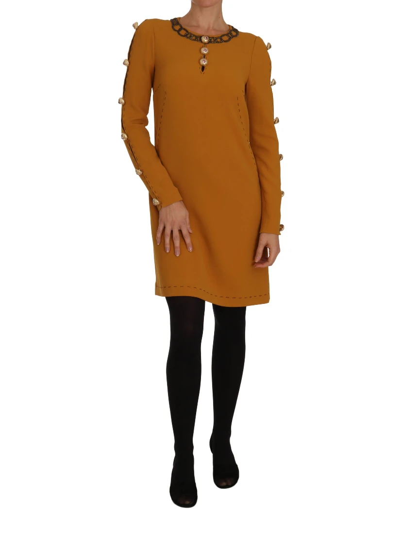 Brown Mini  Crystal Embellished Dress