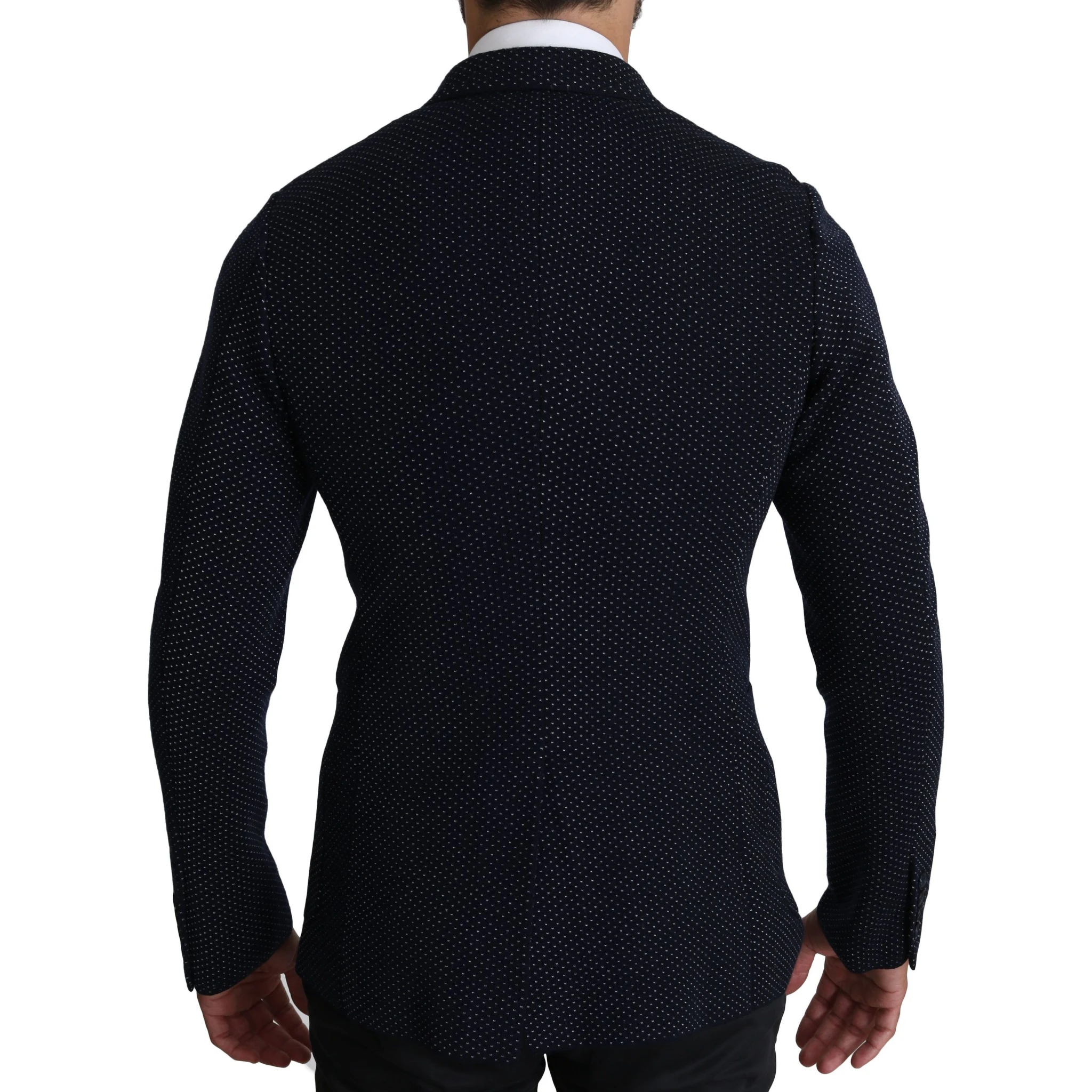 Dark Blue Dotted Double Breasted Coat Blazer