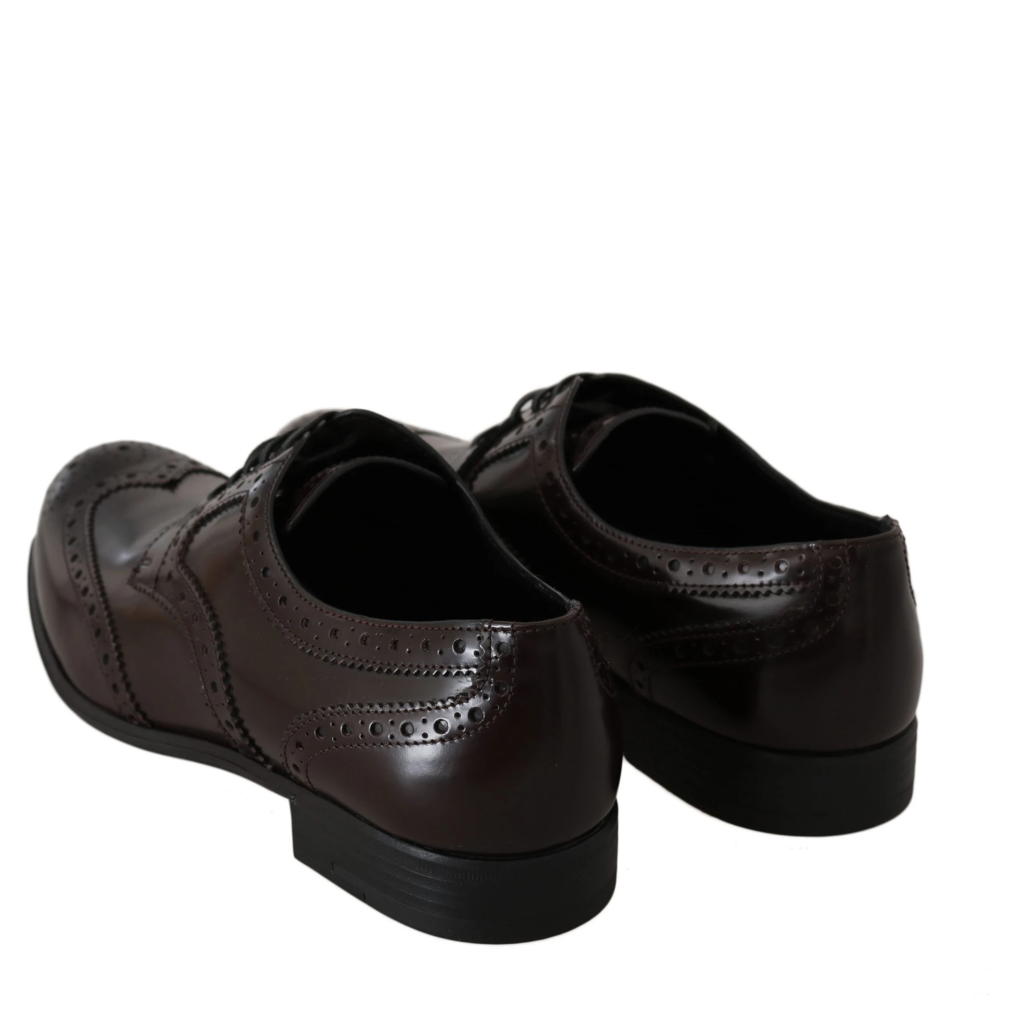 Brown Leather Broques Oxford Wingtip Shoes
