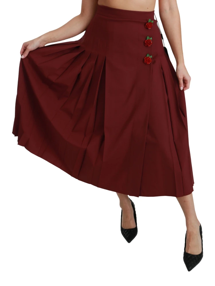 Red High Waist Pleated Maxi Wool Skirt alternative