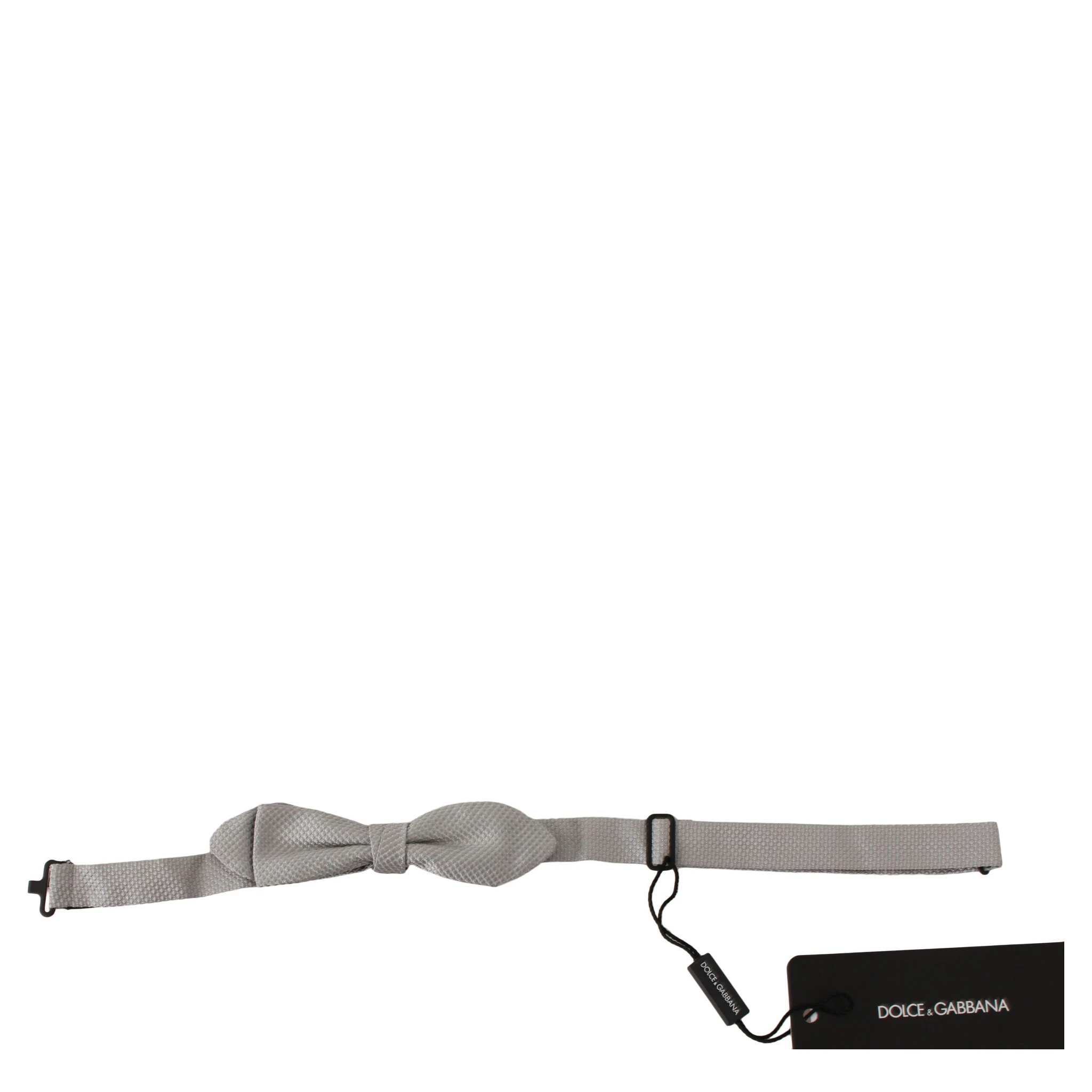 Gray 100% Silk Faille Adjustable Neck Bow Tie Papillon