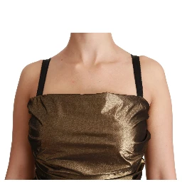 Nylon Bronze Bodycon Sheath Mini Dress