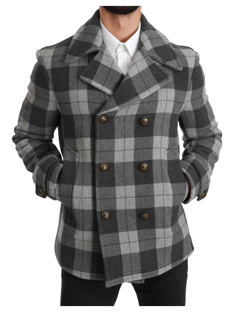 Gray Check Wool Cashmere Coat Jacket alternative