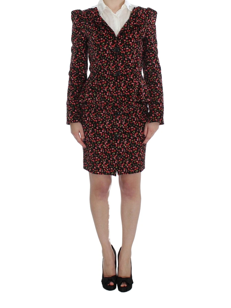 Black Multicolor Floral Suit