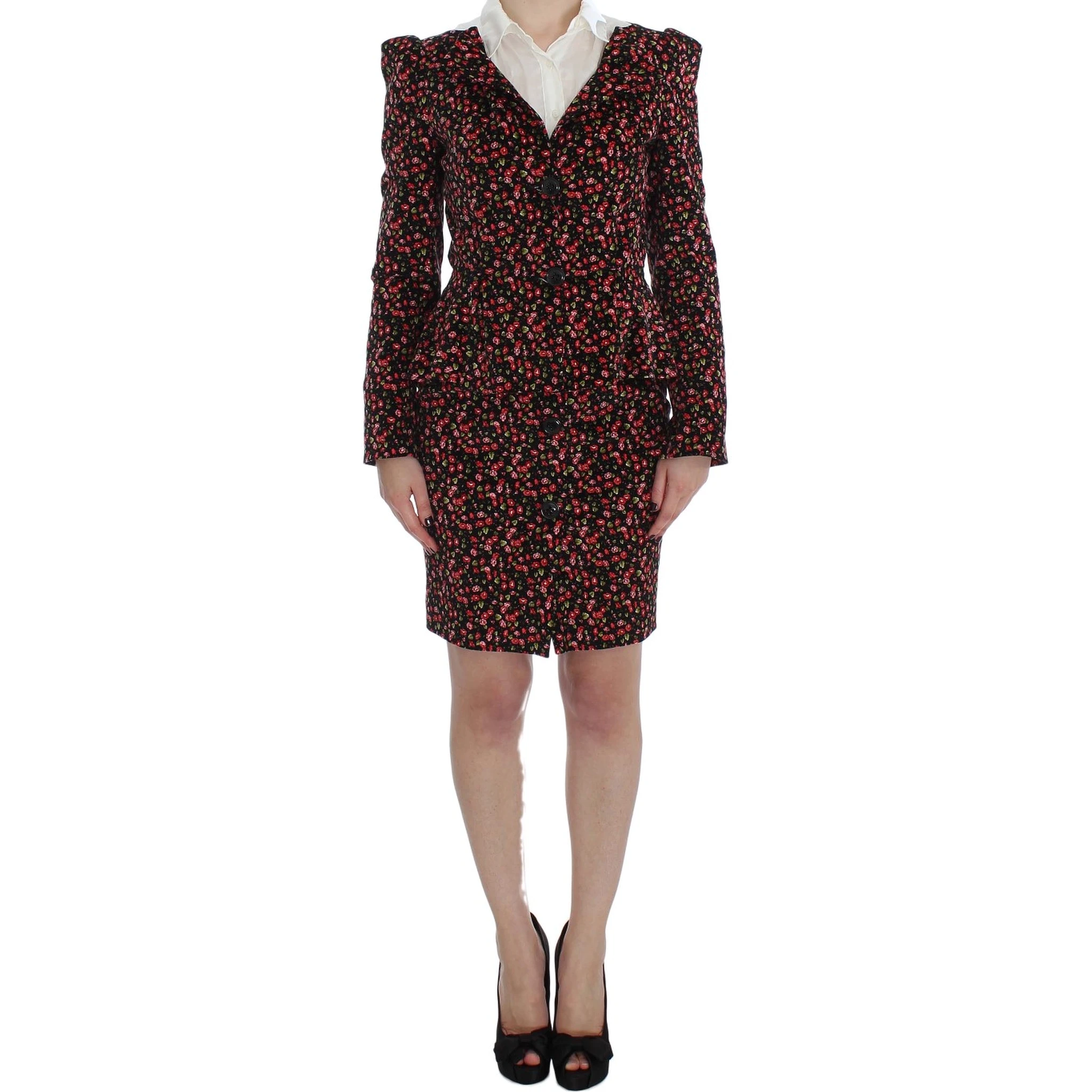 Black Multicolor Floral Suit