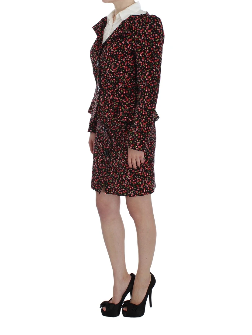 Black Multicolor Floral Suit