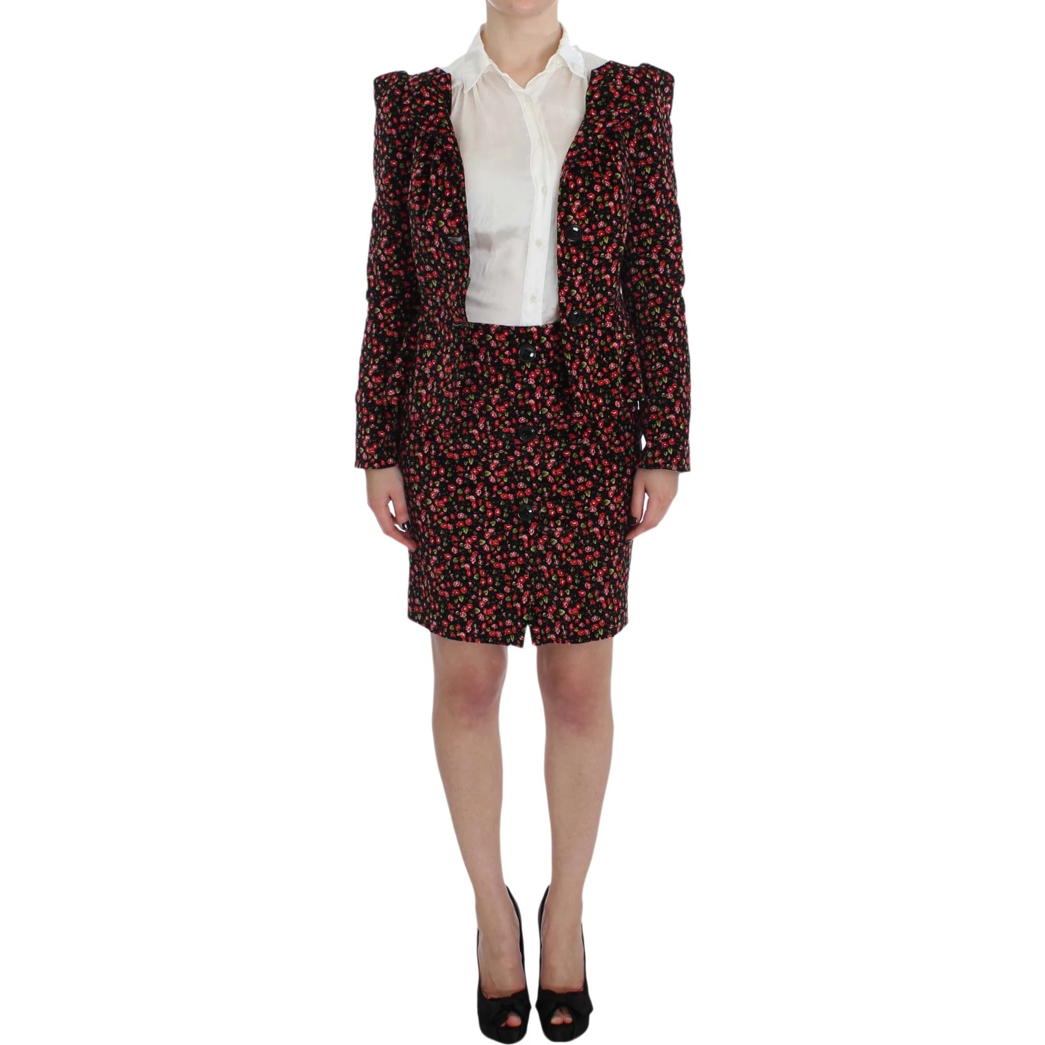 Black Multicolor Floral Suit