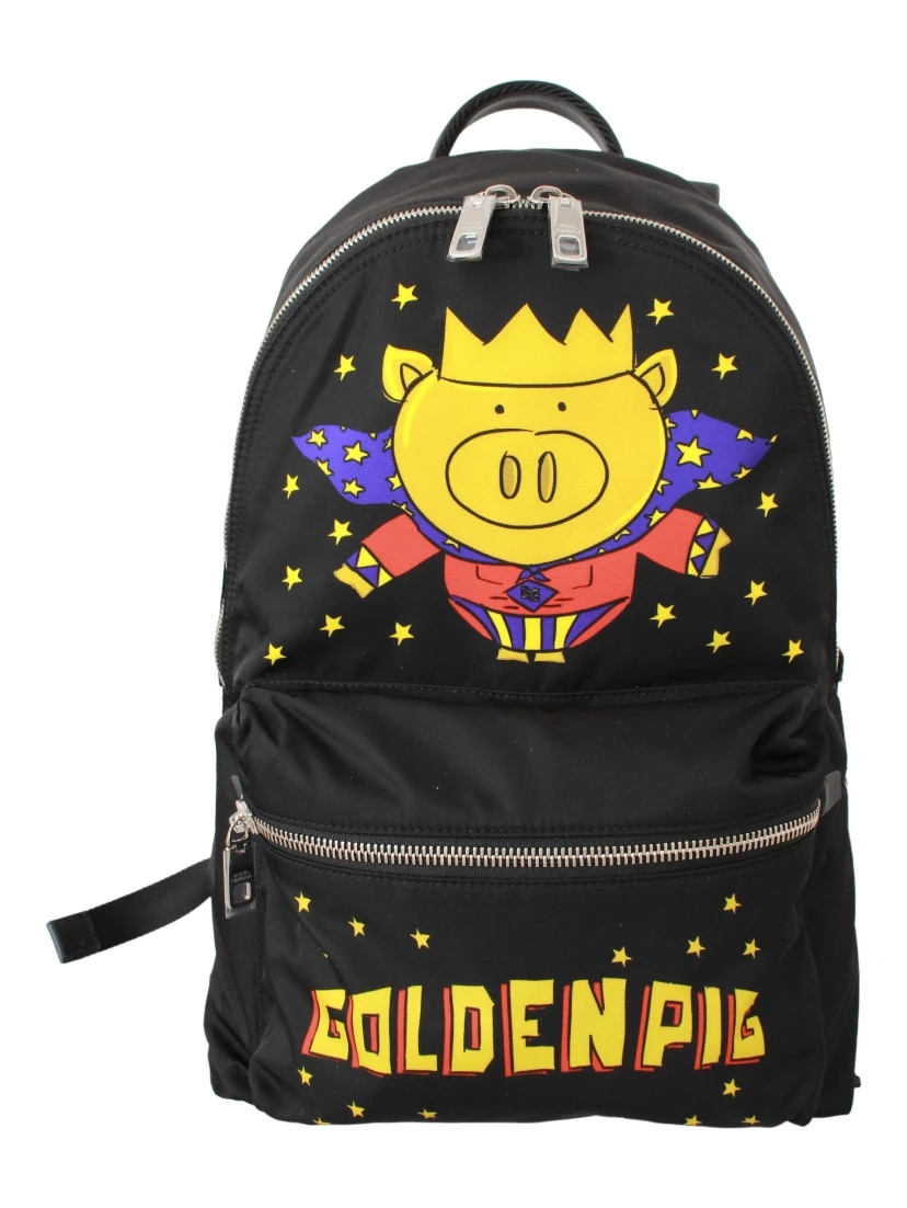 Black Golden Pig of the Year School Backpack