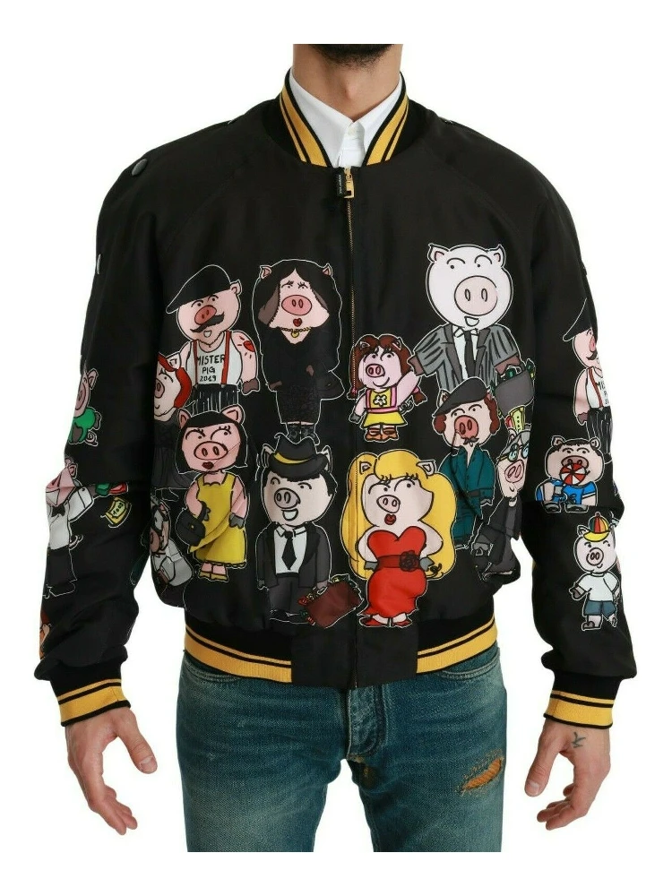 Black YEAR OF THE PIG Bomber Jacket