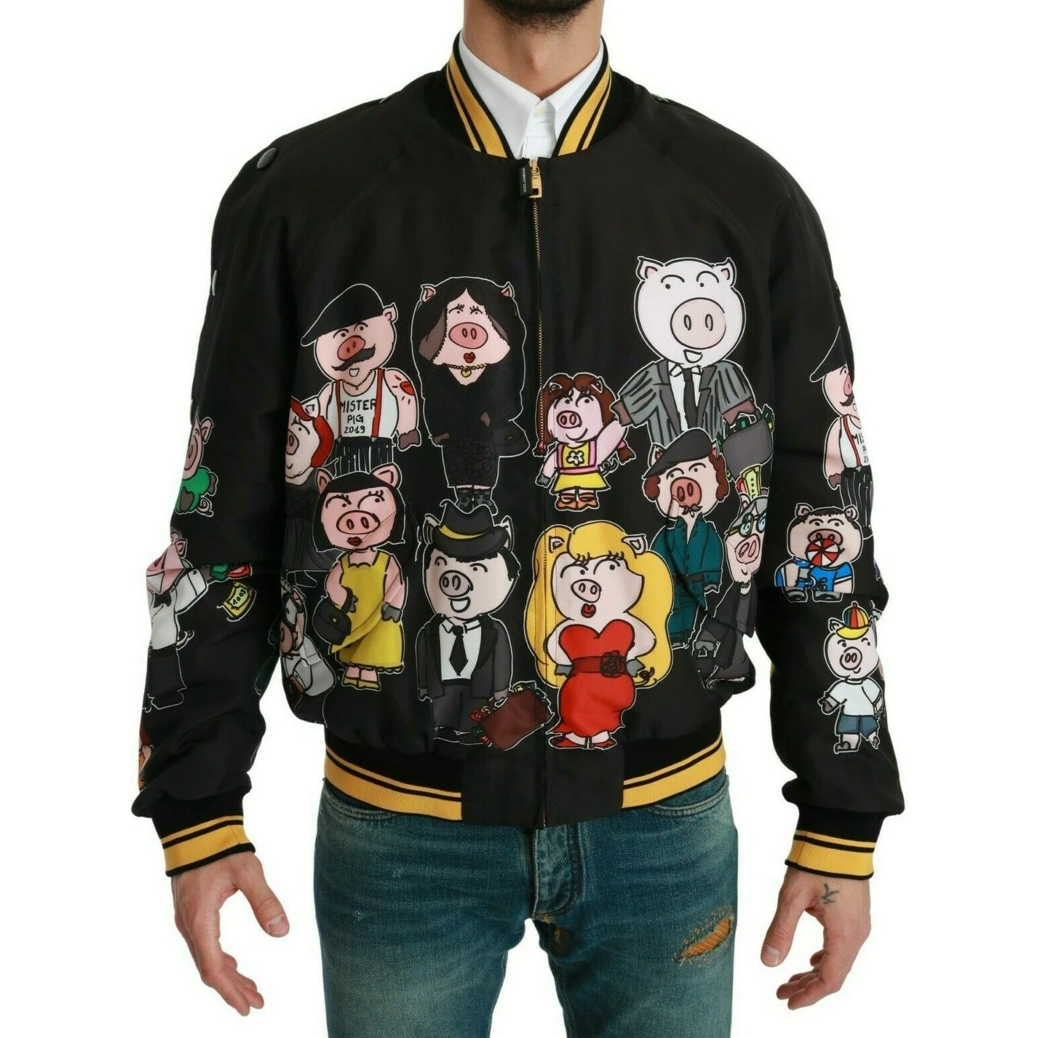 Black YEAR OF THE PIG Bomber Jacket